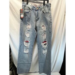 MZNBURAM Distressed Jeans Ripped Design Denim Fashion Pants‎ Light Blue 30
